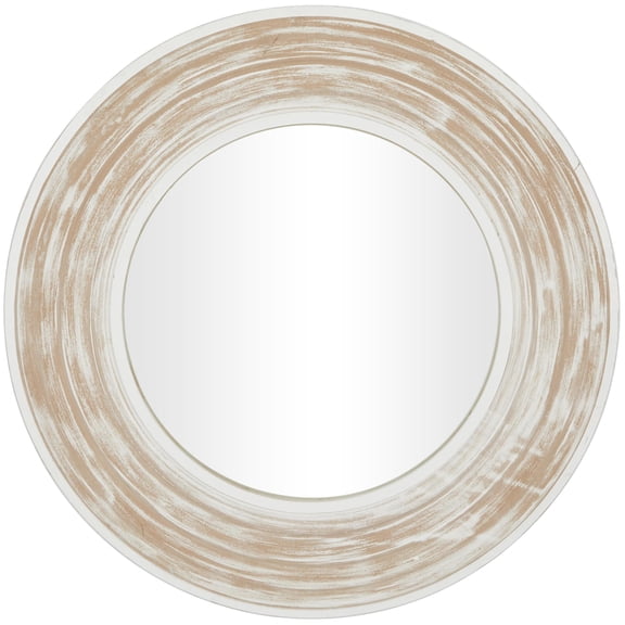 DecMode 48" x 48" Cream Wall Mirror with White Wash Effect