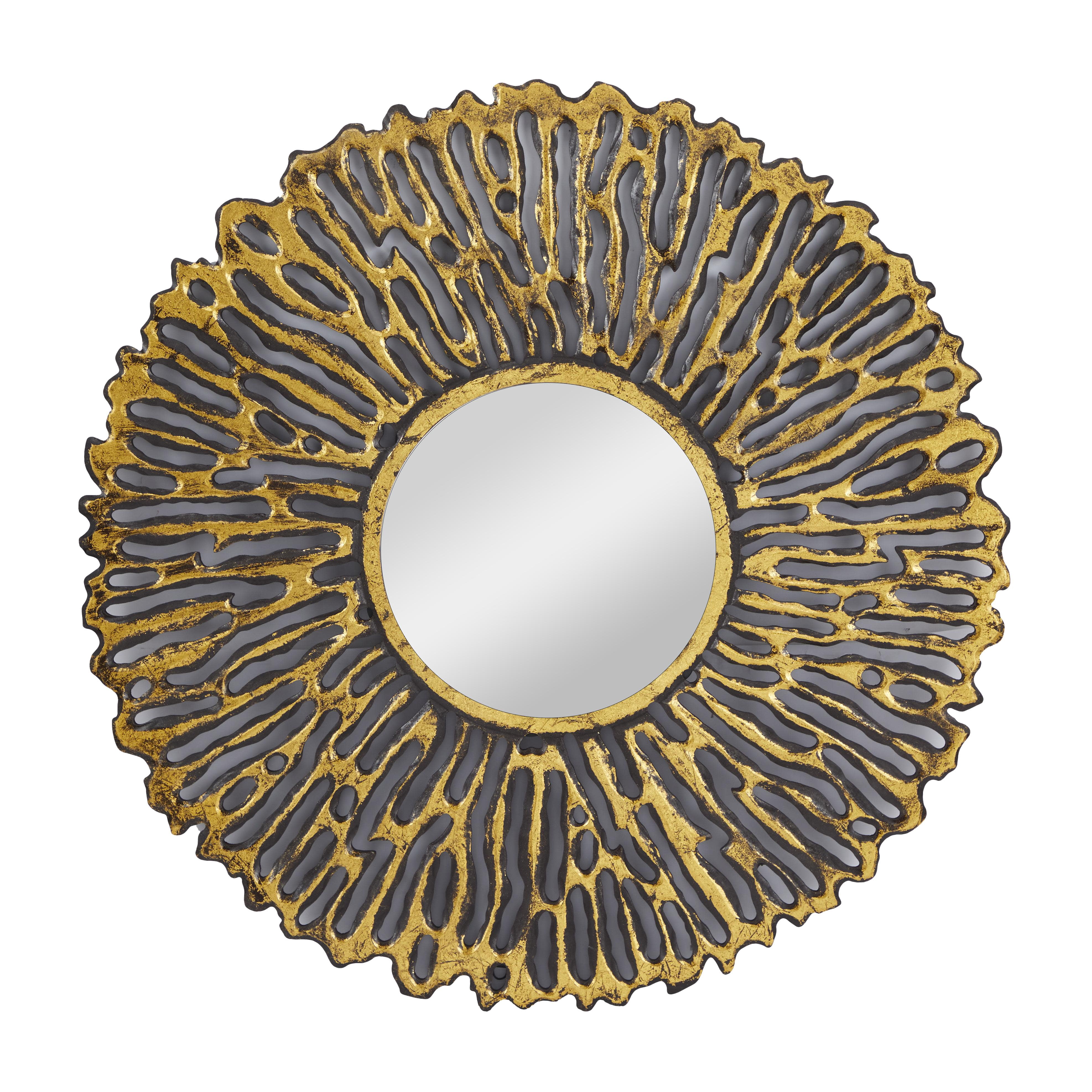 DecMode 48" x 48" Gold Starburst Wall Mirror