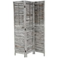 thumbnail image 1 of DecMode 48" x 67" Gray Wood Distressed Shutter Top 3 Panel Room Divider Screen with Brown Accents, 1-Piece, 1 of 9