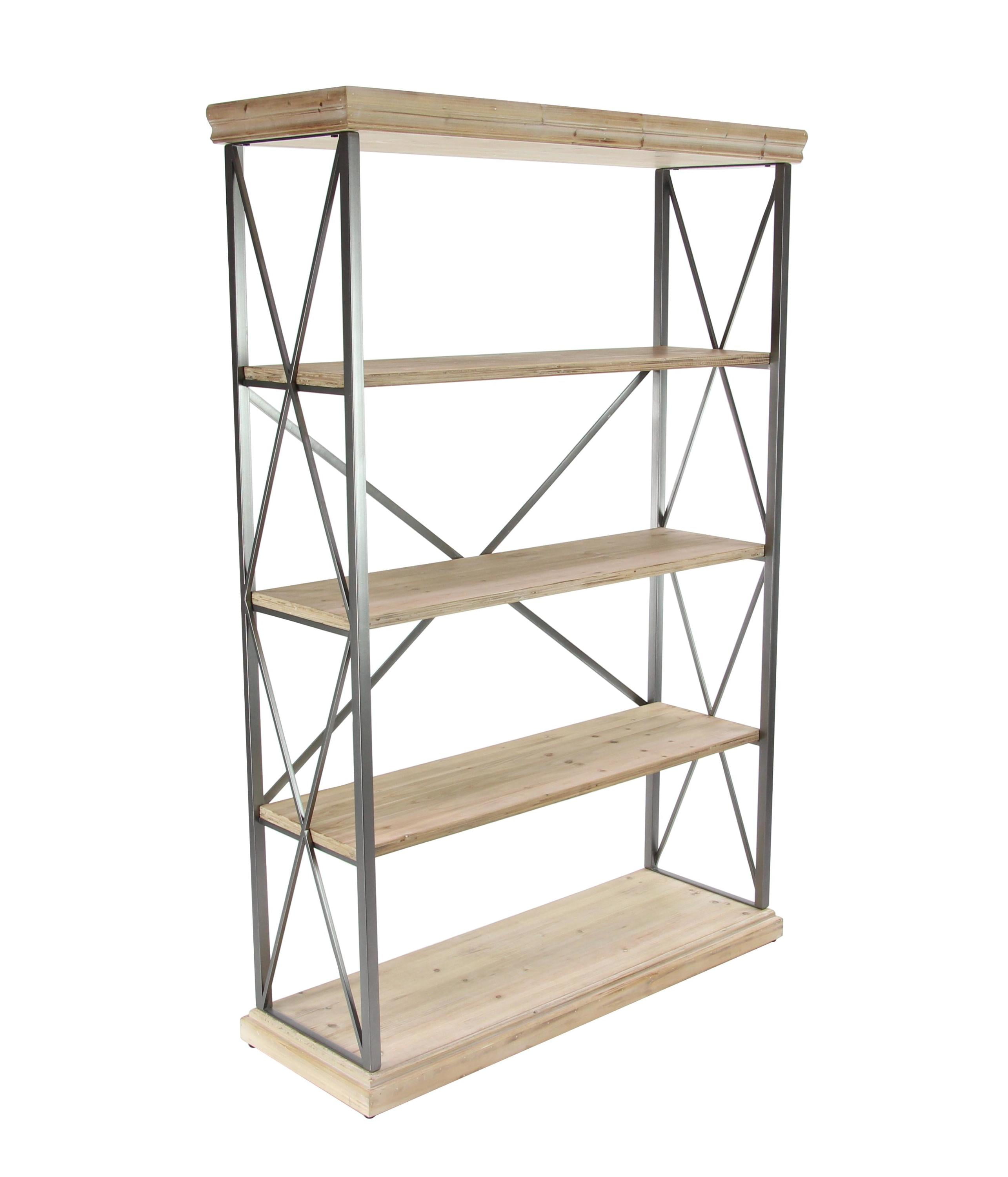 Industrial Brown Wood and Metal 5-Tier Shelving Unit