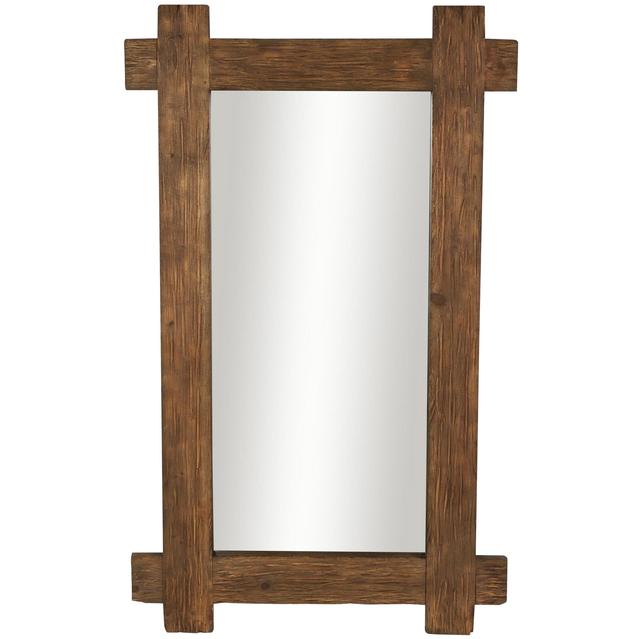 DecMode 48" x 78" Brown Wall Mirror with Extended Frame and Natural Wood Grain and Texture