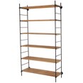 thumbnail image 1 of DecMode 49" x 87" Brown Wood Rectangular 6-Tier Shelving Unit with Black Metal Ladder Frames, 1-Piece, 1 of 9