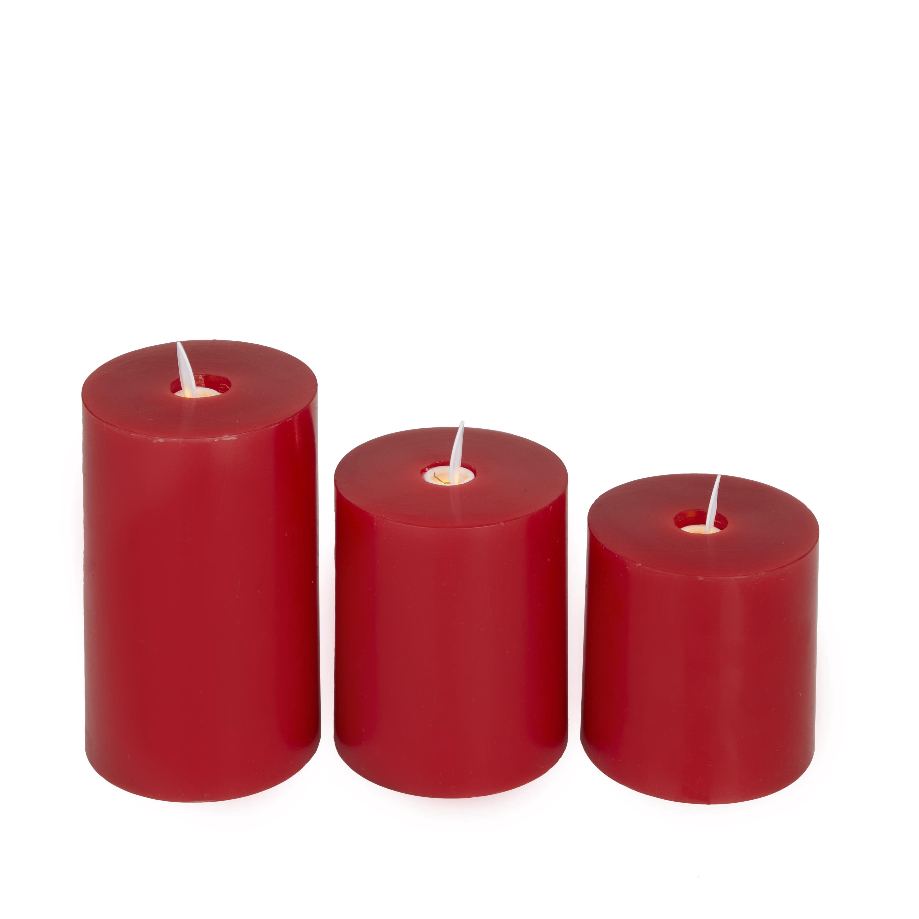 DecMode 5", 4", 3"H Unscented Wax  Flameless Candle with Remote Control (Set of 3)