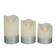 thumbnail image 1 of DecMode 5", 6", 4"H Silver Base Unscented Wax  Flameless Candle with Remote Control (Set of 3), 1 of 8
