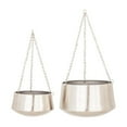 thumbnail image 1 of DecMode 5", 7"H Round Silver Metal Hanging Dome Wall Planter with Chain (2 Count), 1 of 11