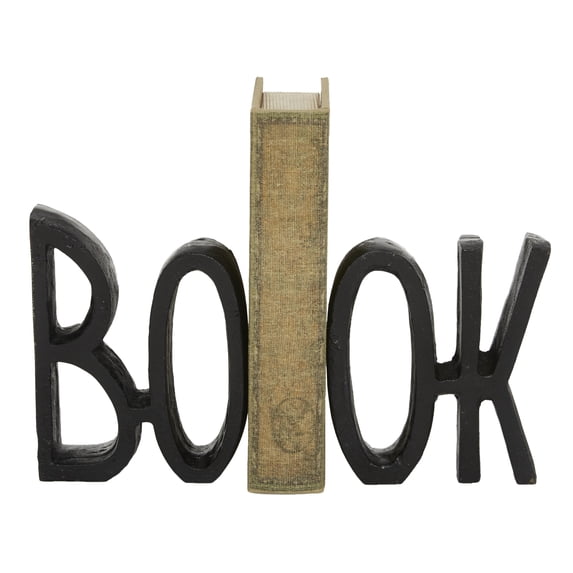 DecMode 5" Book Black Aluminum Bookends (Set of 2)