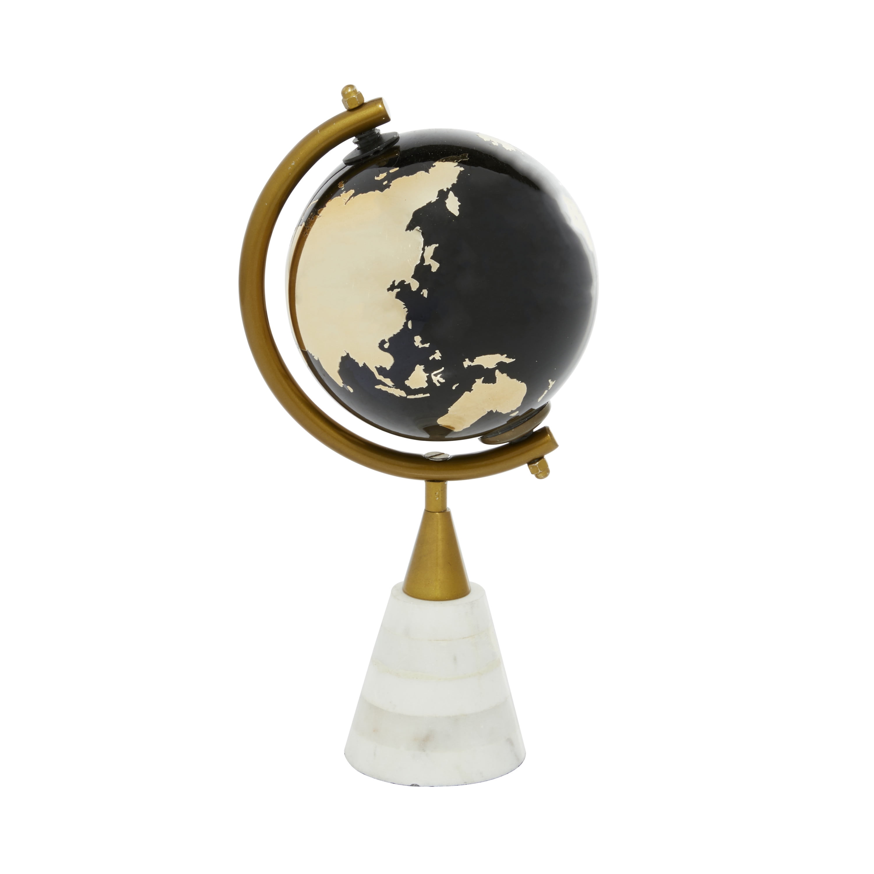 Gold and Black Ceramic Globe with Marble Base