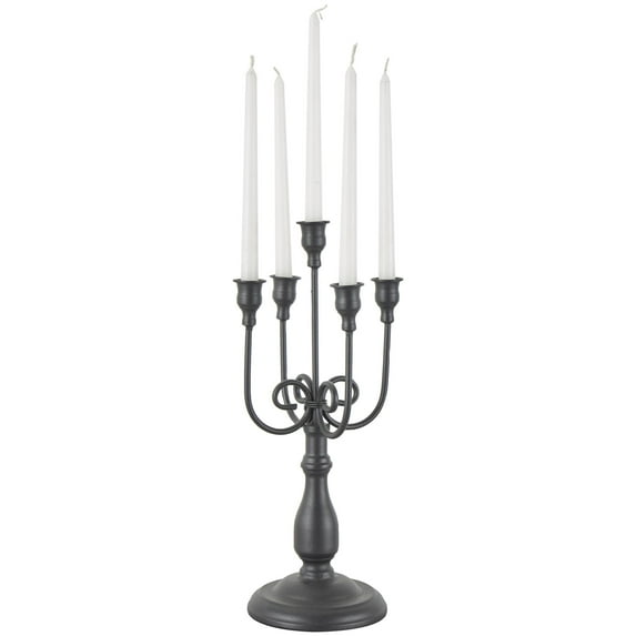 DecMode 5 Holder Black Metal Scroll Antique Style Taper Candelabra
