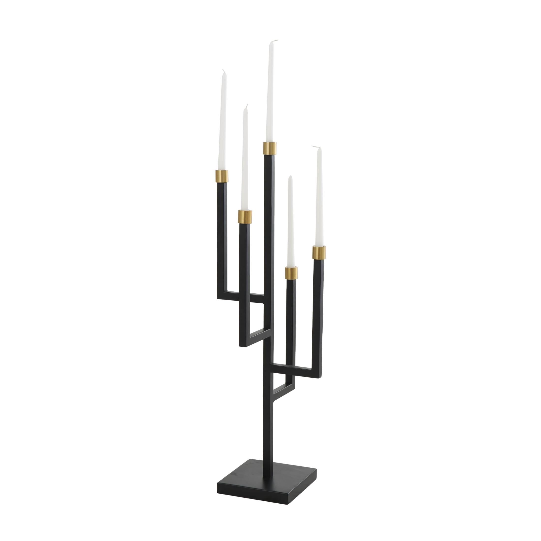 DecMode 5 Holder Black Metal Candelabra