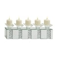 thumbnail image 1 of DecMode 5 Holder Silver Glass Pillar Candelabra with Mirrored Accents and Crystals, 1 of 8