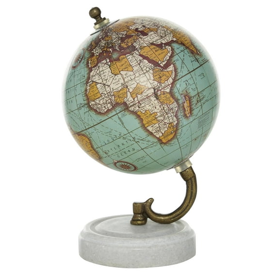 DecMode 5" Teal World Map Globe with Marble Base