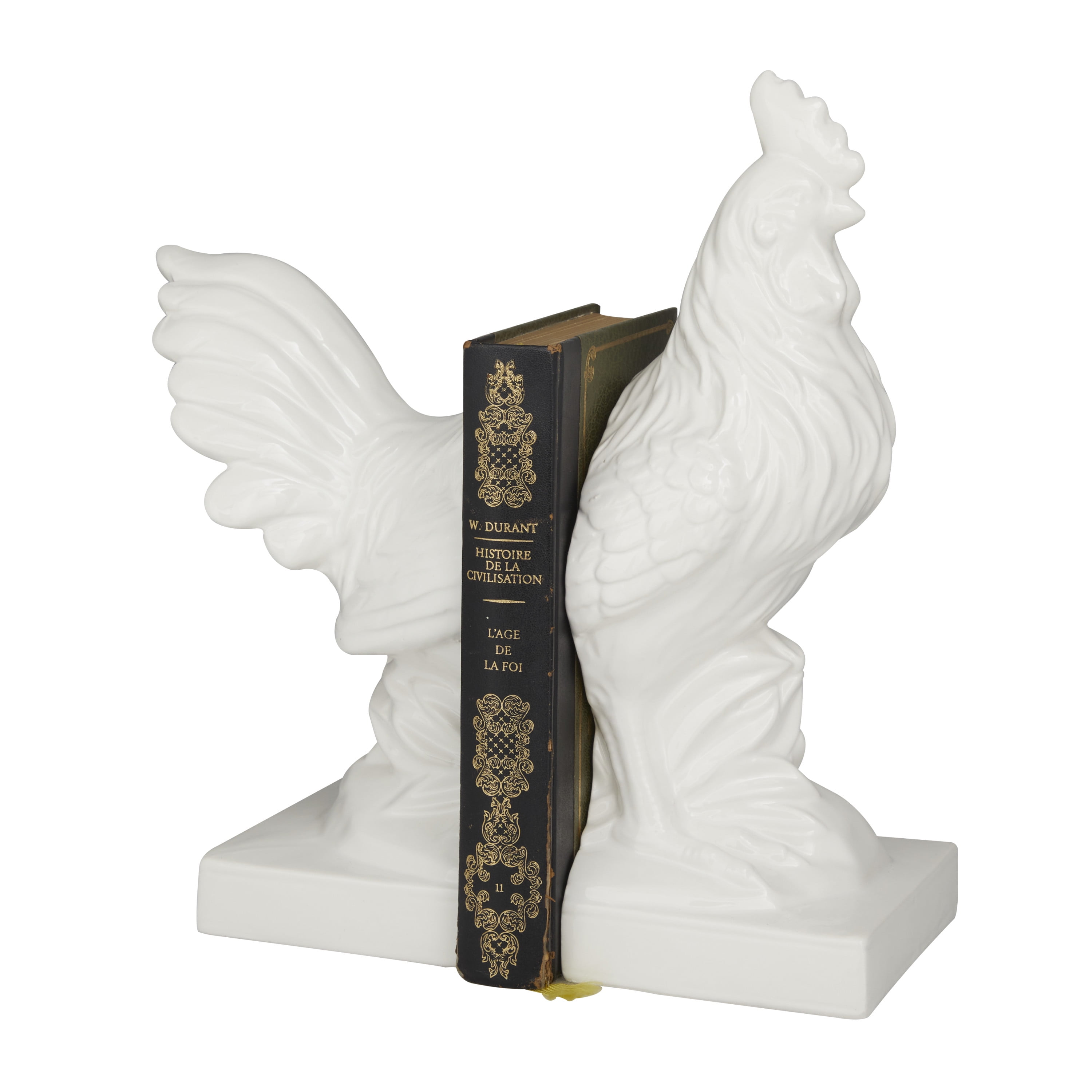 DecMode 5"W, 11"H Dolomite Modern Farmhouse Bookends, White, 2-Piece