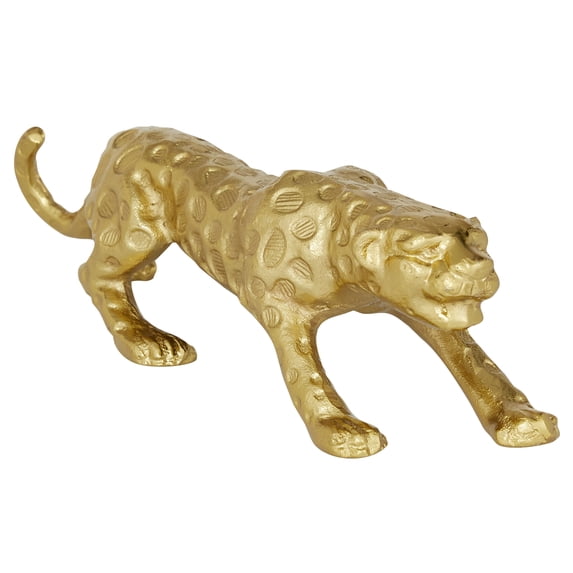 DecMode 5"W, 5"H Aluminum Contemporary Leopard Sculpture, Gold