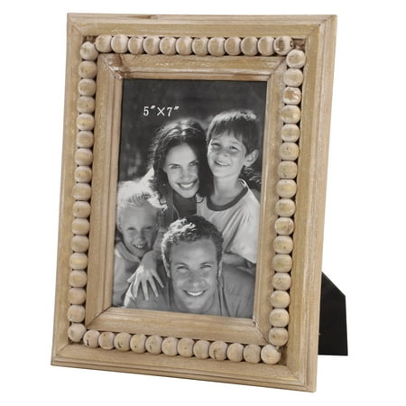 DecMode 5" x 7" Beaded Light Brown Photo Frame