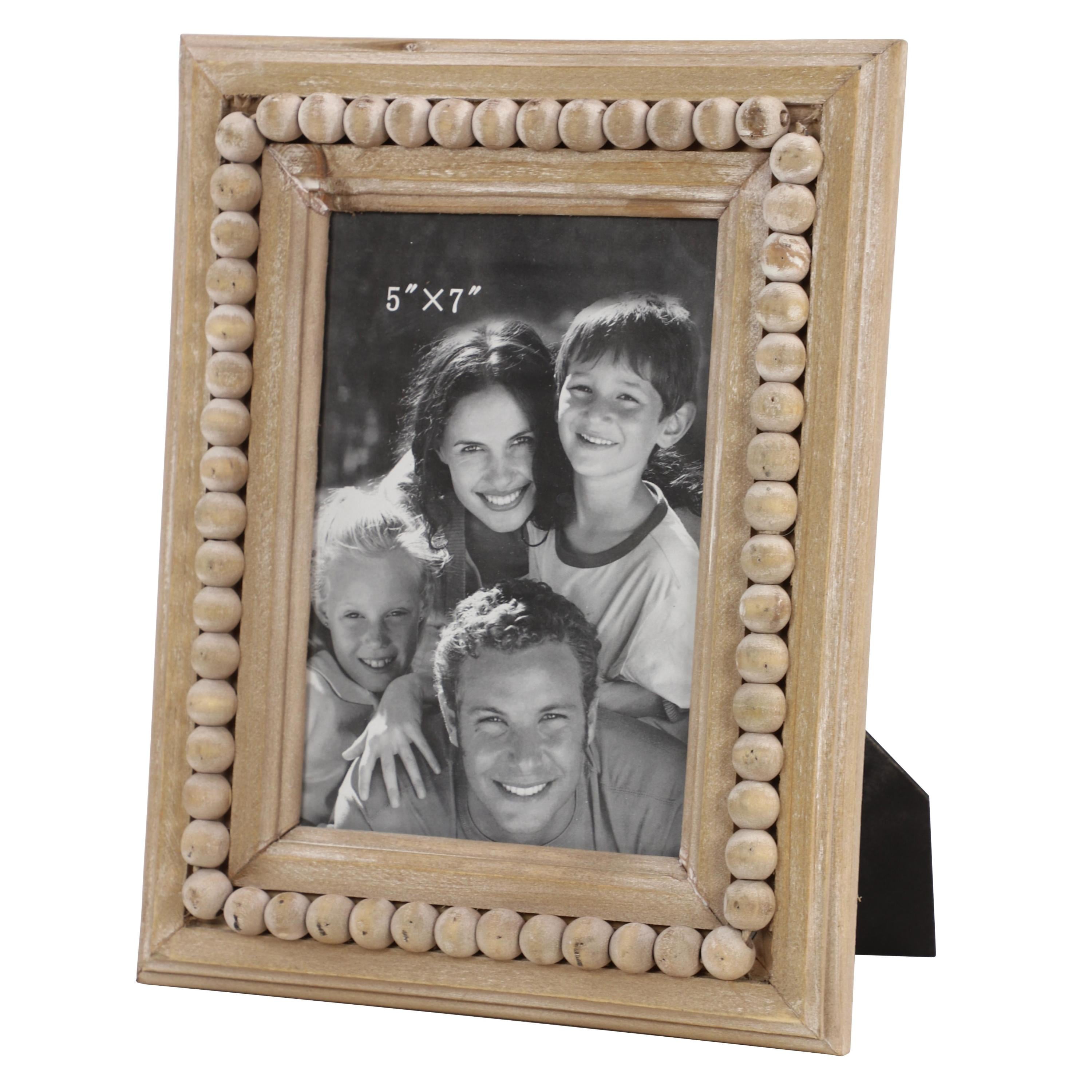Light Brown Beaded Wood 5x7 Photo Frame