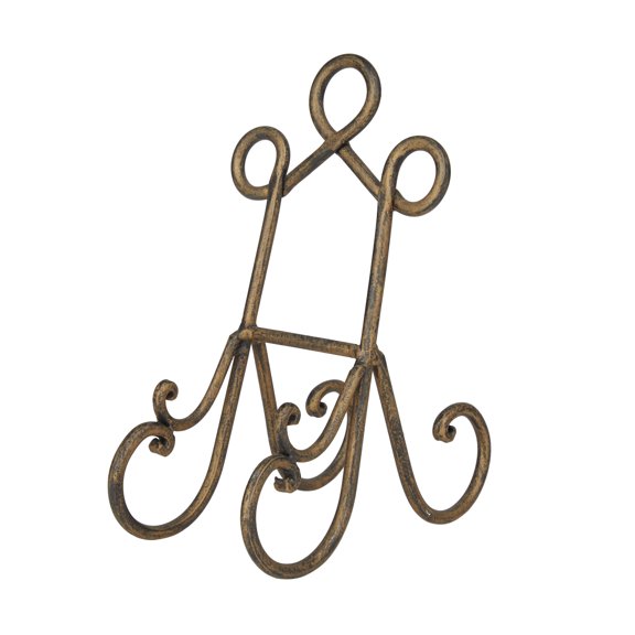 DecMode 5" x 9" Brown Metal Tabletop Arched Scroll Easel, 1-Piece