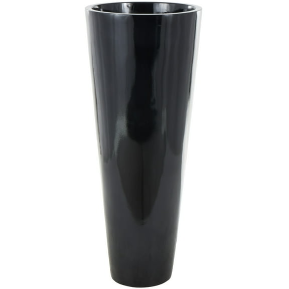 DecMode 50" Floor Black Fiberglass Vase