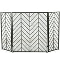 thumbnail image 1 of DecMode 52" x 31" Black Metal Zig Zag Foldable Chevron 3 Panel Geometric Fireplace Screen with Mesh Netting, 1-Piece, 1 of 12