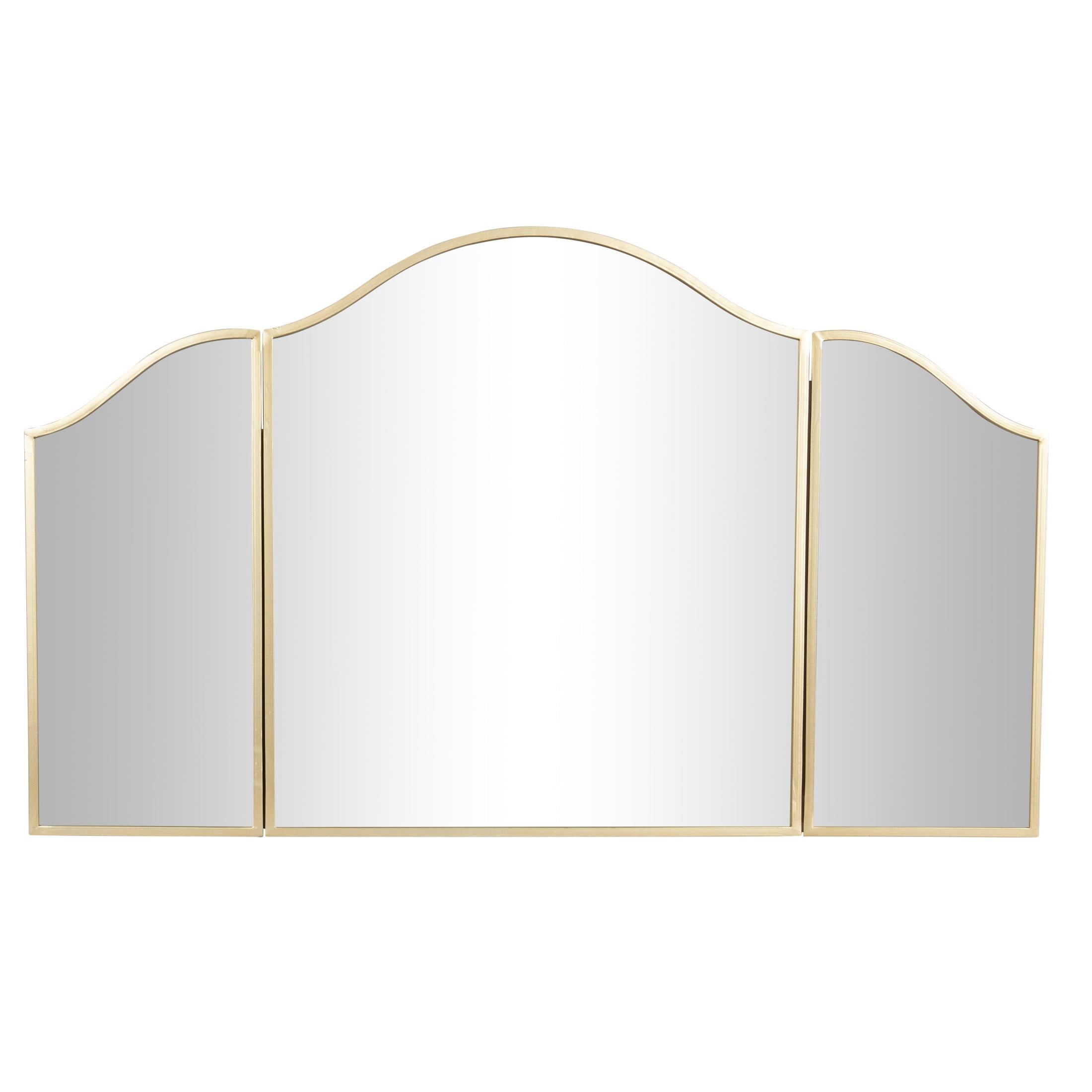 DecMode 53" x 31" Gold Arched Wall Mirror with Folding Sides