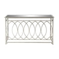 thumbnail image 1 of DecMode 54" x 32" Silver Metal Rectangular Geometric Console Table with Mirrored Glass Top, 1-Piece, 1 of 11