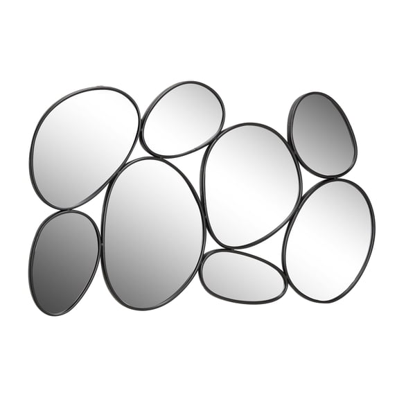 DecMode 54" x 35" Black Bubble Cluster Abstract Wall Mirror
