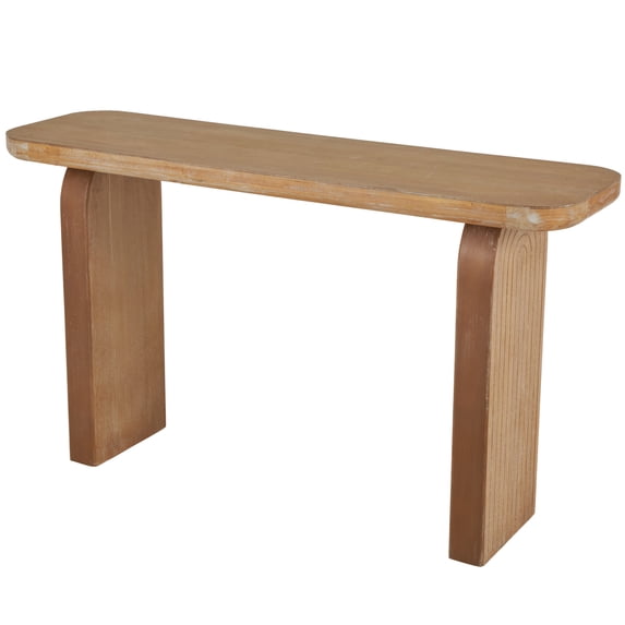 DecMode 55" x 32" Brown Wood Rectangle Console Table with Arched Legs, 1-Piece