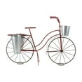 thumbnail image 1 of DecMode Red Metal Bike Indoor Outdoor Plantstand with Silver Basket and Saddle Bag Planters, 56" x 21" x 38", 1 of 15