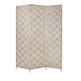 thumbnail image 1 of DecMode 57" x 79" Gold Metal Geometric Hinged Foldable Partition 3 Panel Room Divider Screen, 1-Piece, 1 of 10
