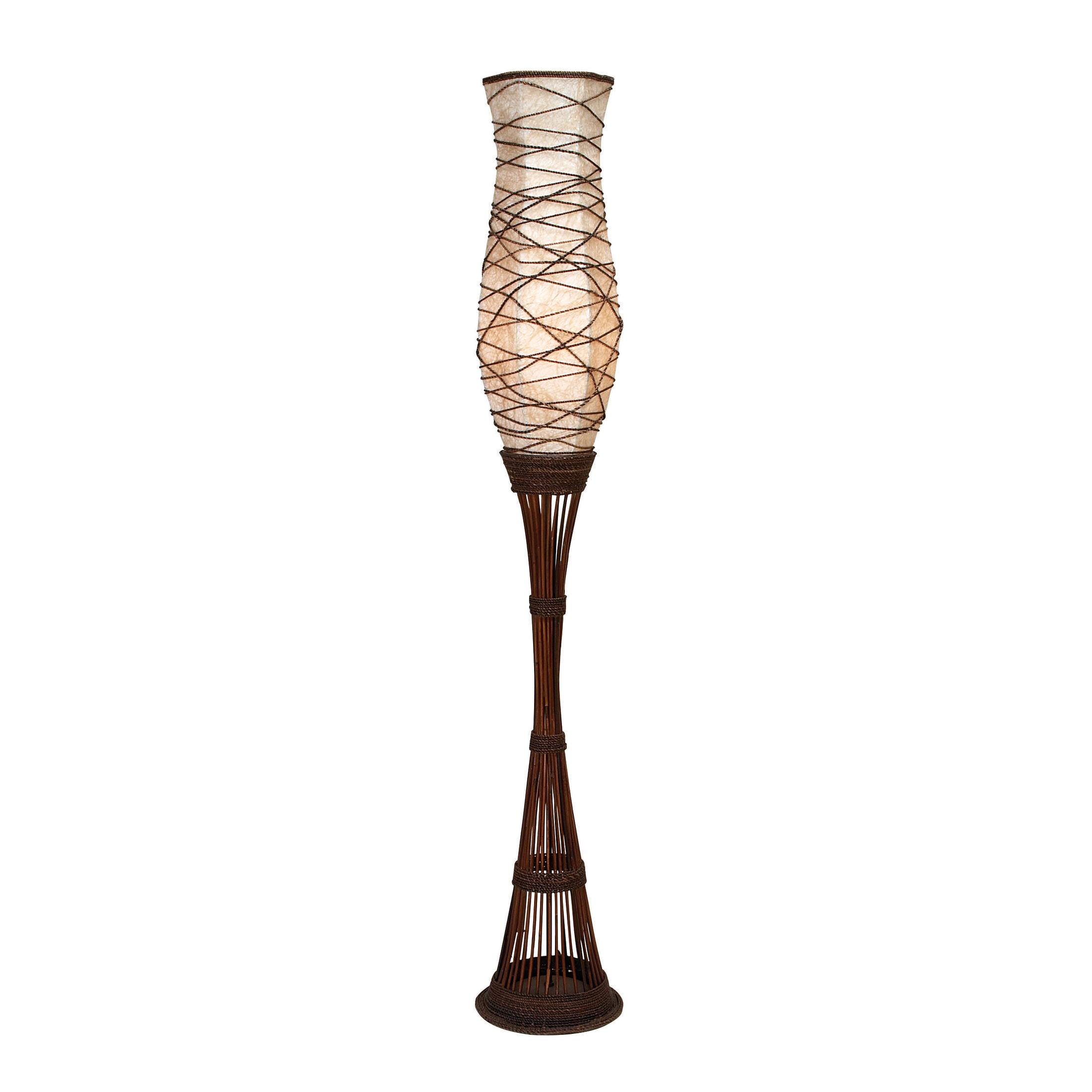 DecMode 59" Brown Floor Lamp with Cream Paper Shade