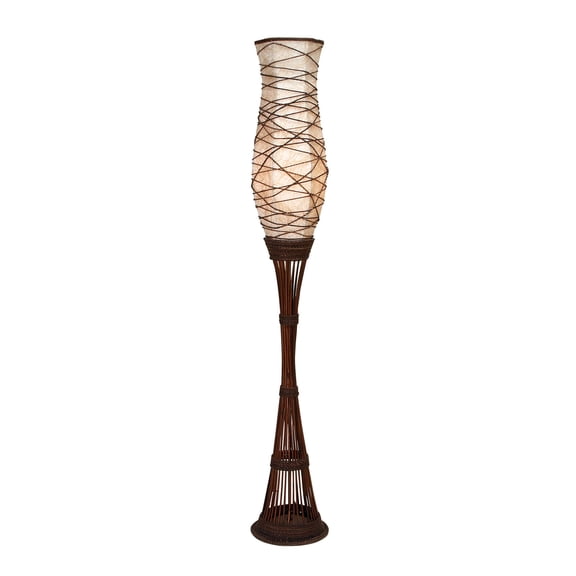 DecMode 59" Brown Floor Lamp with Cream Paper Shade