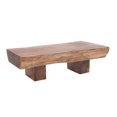 thumbnail image 1 of DecMode 59" x 19" Brown Wood Handmade Live Edge T Stand Coffee Table with Block Style Base, 1-Piece, 1 of 12