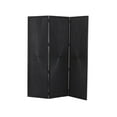 thumbnail image 1 of DecMode 59" x 70" Black Mango Wood Foldable Partition 3 Panel Room Divider Screen with Carved Design, 1-Piece, 1 of 13