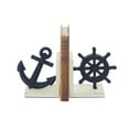 thumbnail image 1 of DecMode 6" Anchor Ship Wheel Blue Metal Bookends (Set of 2), 1 of 14