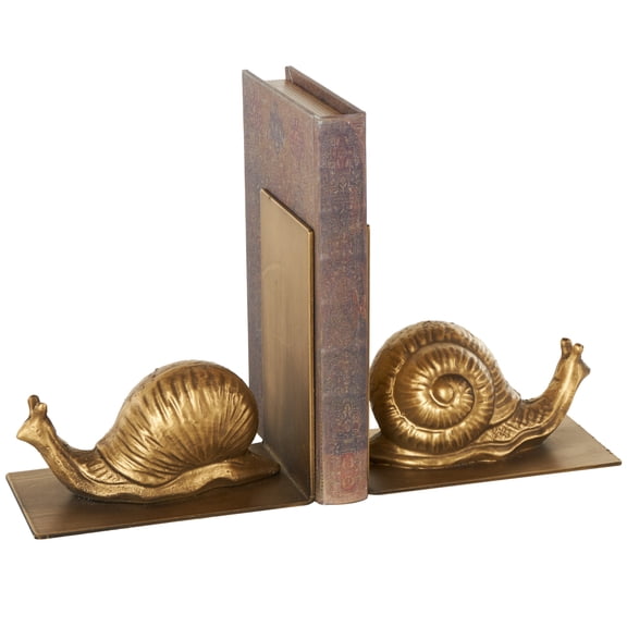 DecMode 6" Crawling Snail Metal Bookends (Set of 2)