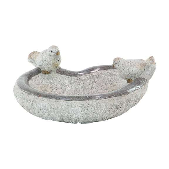 DecMode 6" Indoor Outdoor Bird Garden Sculpture with Bath Bowl