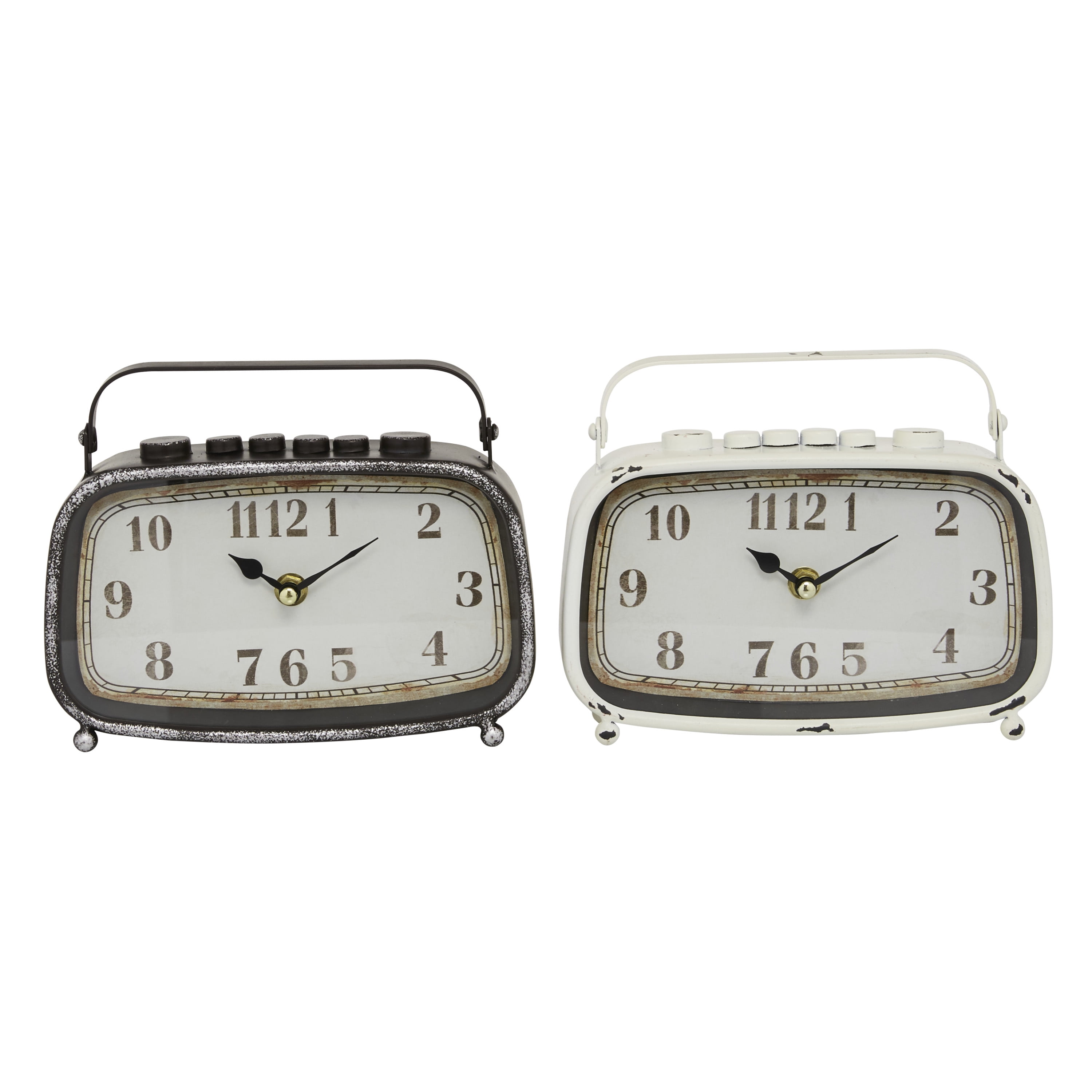 DecMode 6" Multi Colored Metal Retro Radio Style Clock, Set of 2