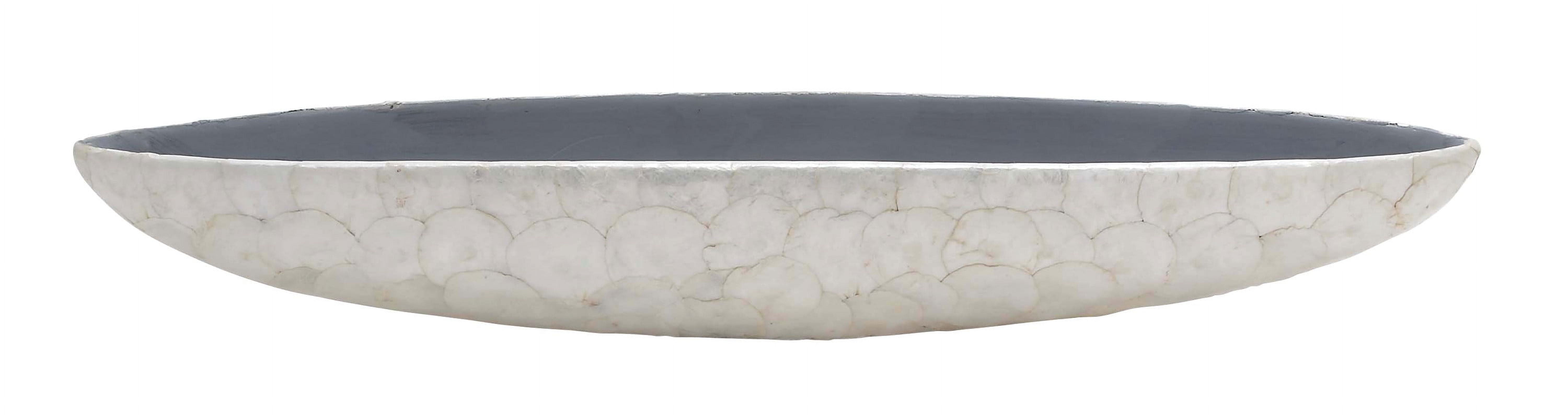 White Oval Resin Decorative Bowl with Capiz Shell
