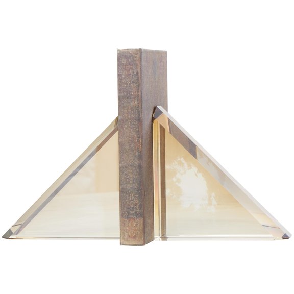 DecMode 6" Pyramid Shaped Geometric Gold Crystal Bookends (Set of 2)