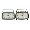 thumbnail image 1 of DecMode 6" Red Metal Retro Radio Style Clock, Set of 2, 1 of 10