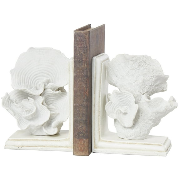 DecMode 6" Textured Coral Cream Polystone Bookends (Set of 2)