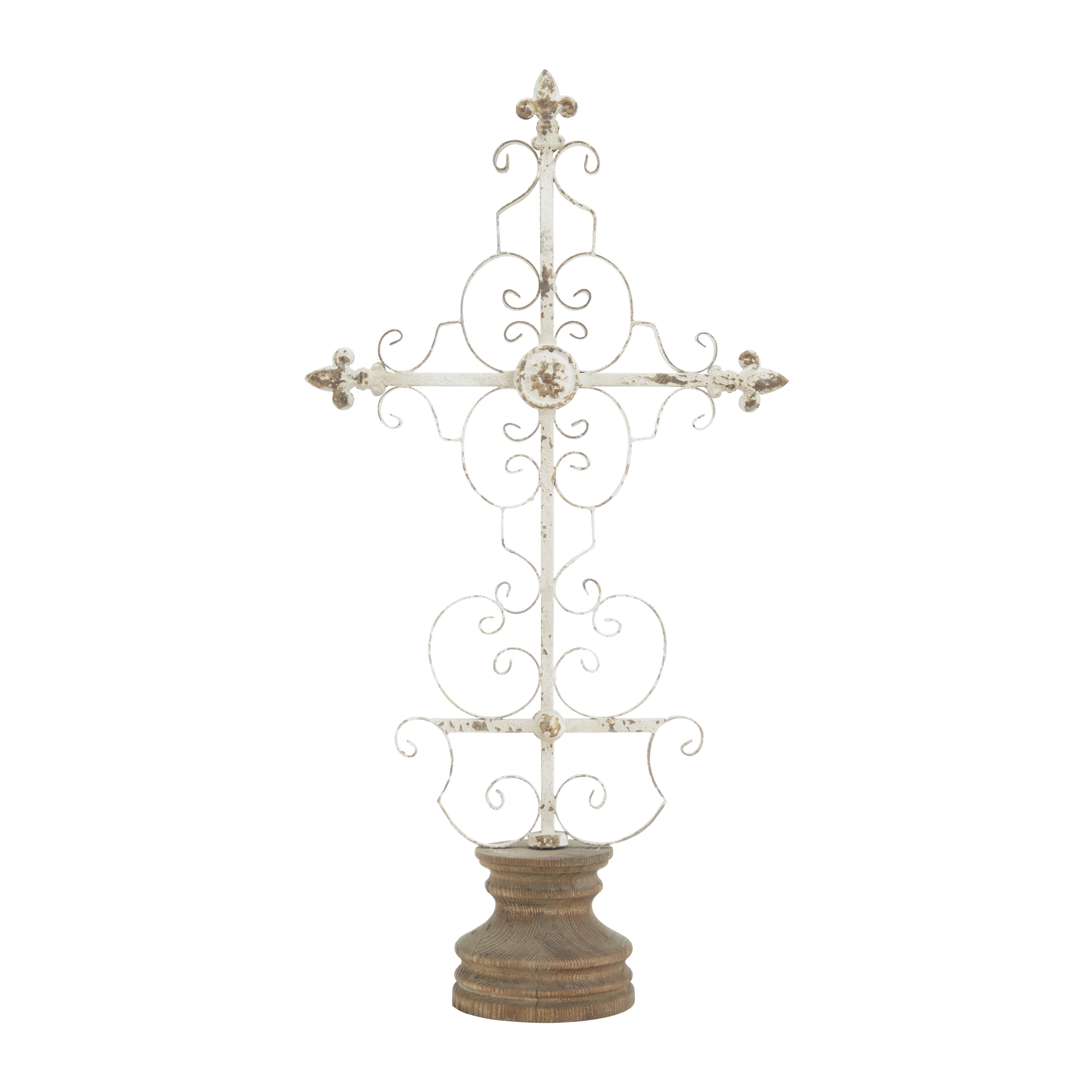 DecMode 6"W, 29"H Metal French Country Sculpture, White, 1-Piece