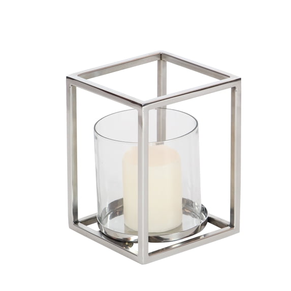 DecMode 6"W, 8"H Modern Candlestick, Clear, 1 - Piece