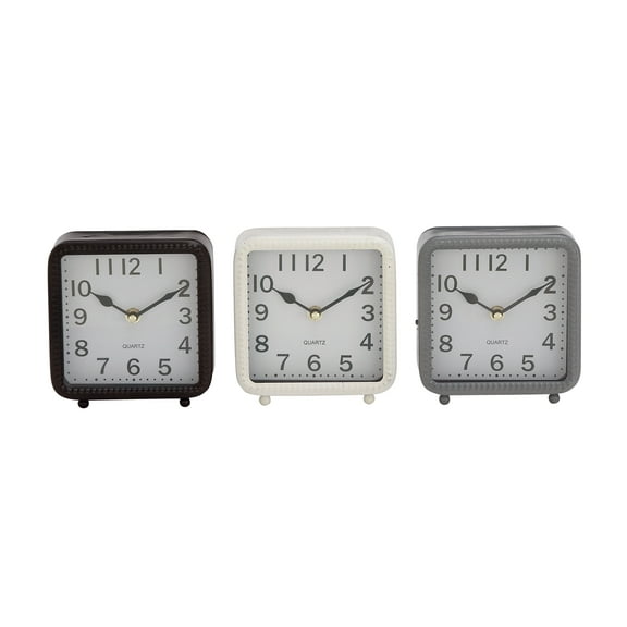 DecMode 6" White Metal Clock, Set of 3