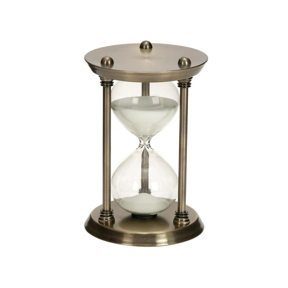 DecMode 6" x 9" Brass Metal Hourglass Sand Timer, 1-Piece