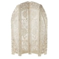 thumbnail image 1 of DecMode 60" x 72" White Wood Floral Handmade Foldable Partition 4 Panel Room Divider Screen with Carved Designs, 1-Piece, 1 of 15