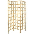 thumbnail image 1 of DecMode 61" x 71" Brown Rattan Geometric Handmade Woven Geometric 3 Panel Room Divider Screen with Open Frame Design, 1-Piece, 1 of 12