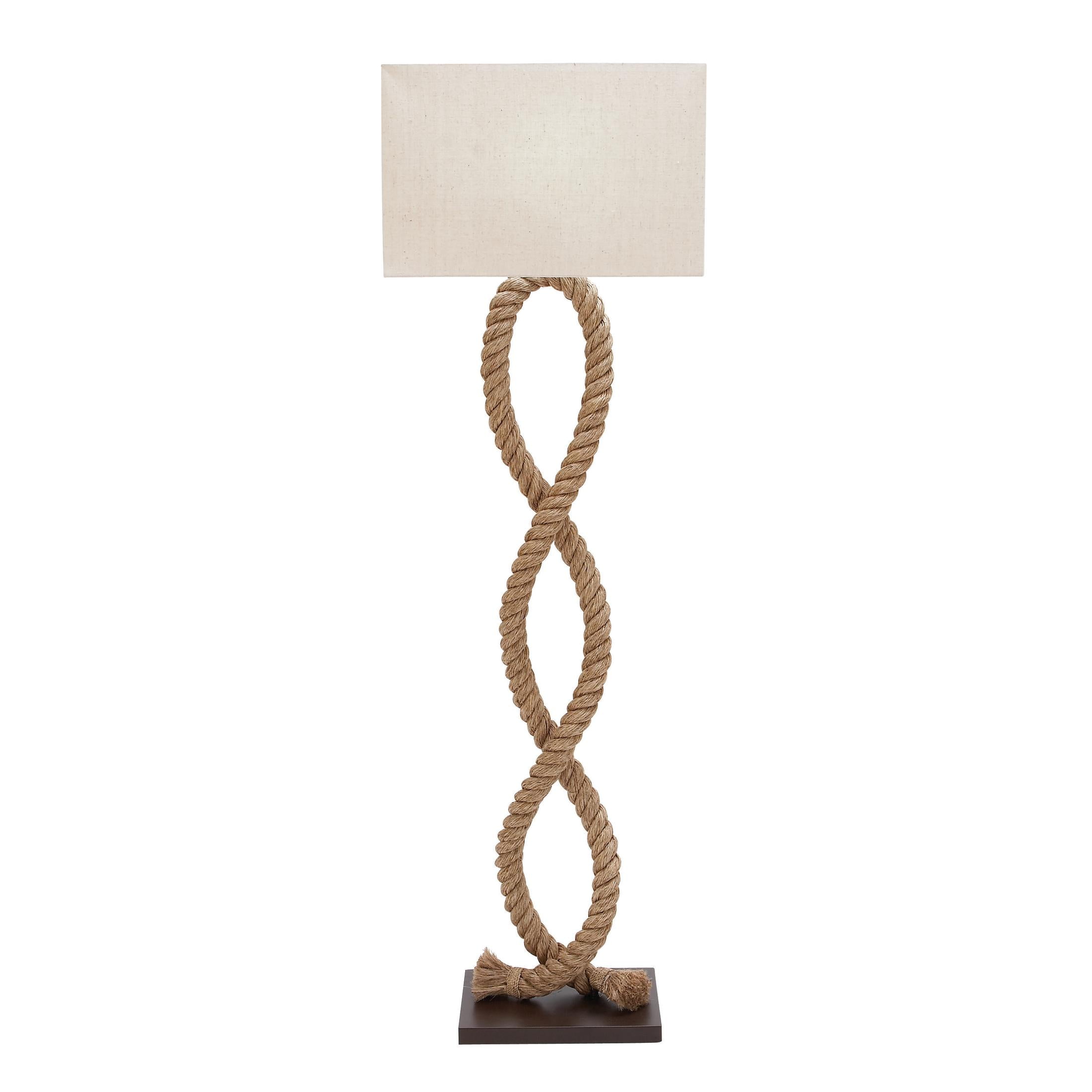 DecMode 63" Rope Brown Floor Lamp with White Fabric Shade