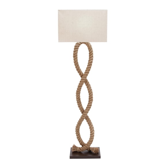 DecMode 63" Rope Brown Floor Lamp with White Fabric Shade