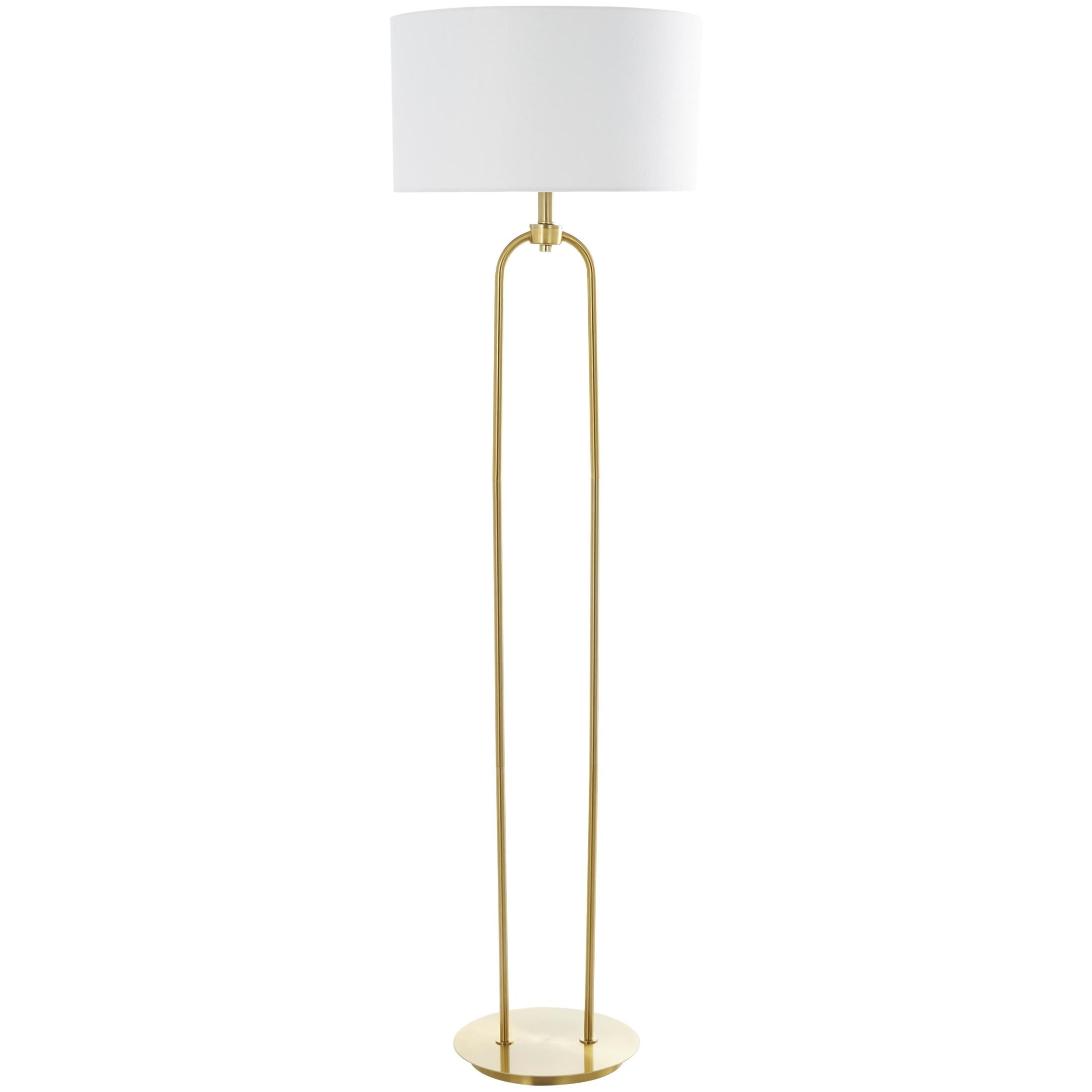 DecMode 64" Paper Clip Gold Floor Lamp with White Fabric Shade
