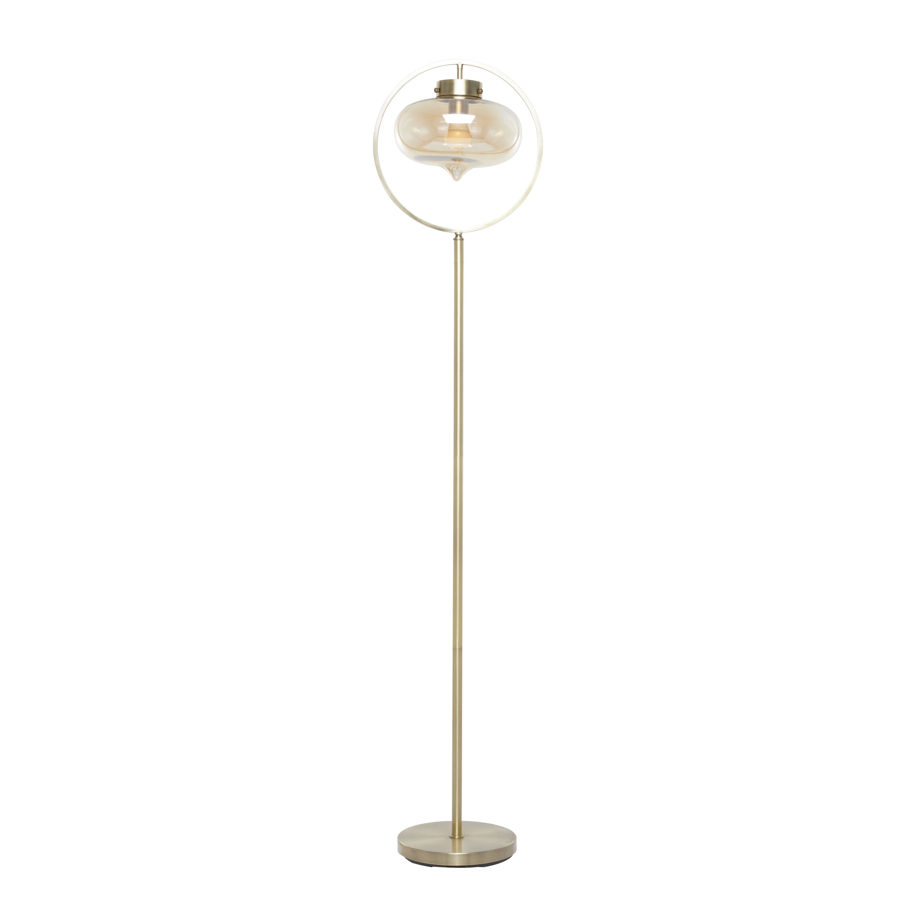 DecMode 65" Gold Floor Lamp with Clear Glass Shade